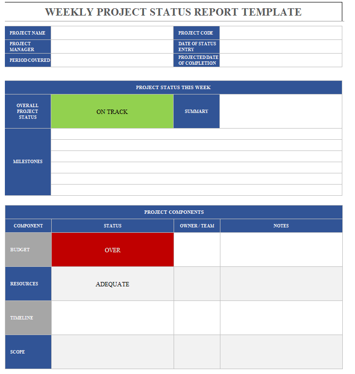 Monthly Status Report Template Project Management