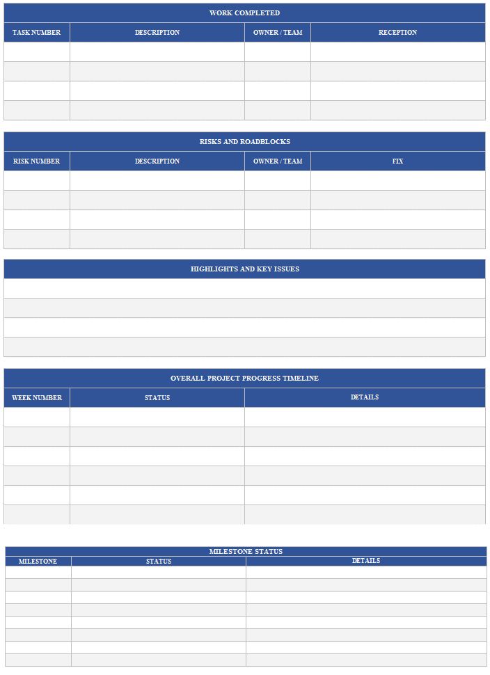 Weekly Project Status Report Template Page 2 Projectcubicle