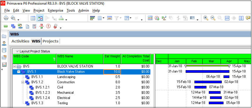 Est Weight for the Block Valve Station