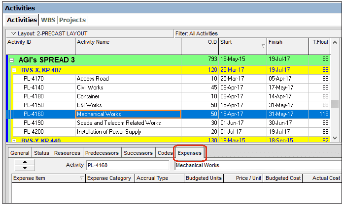 Assigning Expenses in Primavera P6 Cost Management