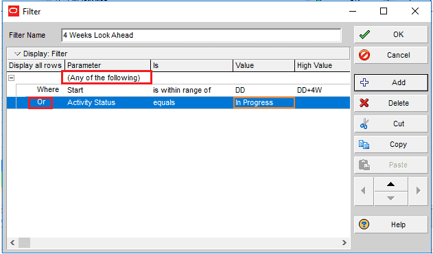 Creating Four Week Look Ahead Schedule In P6 Figure 5