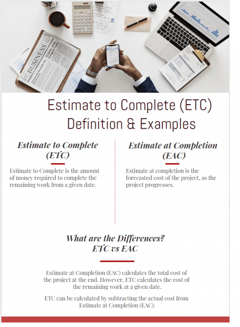 Estimate to Complete (ETC) Definition & Formula & Examples infographic
