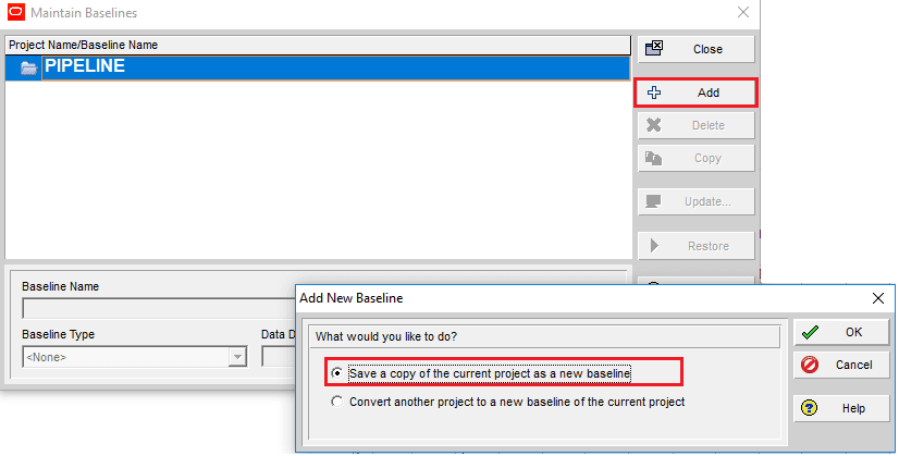 User Baselines In Primavera P6