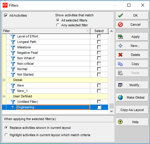 Figure 2 Filters -Three Week Look Ahead