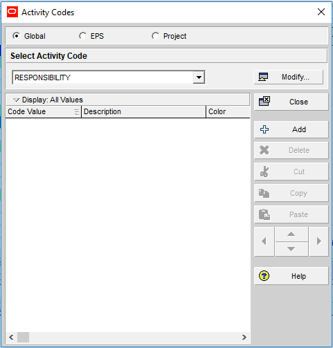 Figure 3 Activity Codes - Responsibility Code