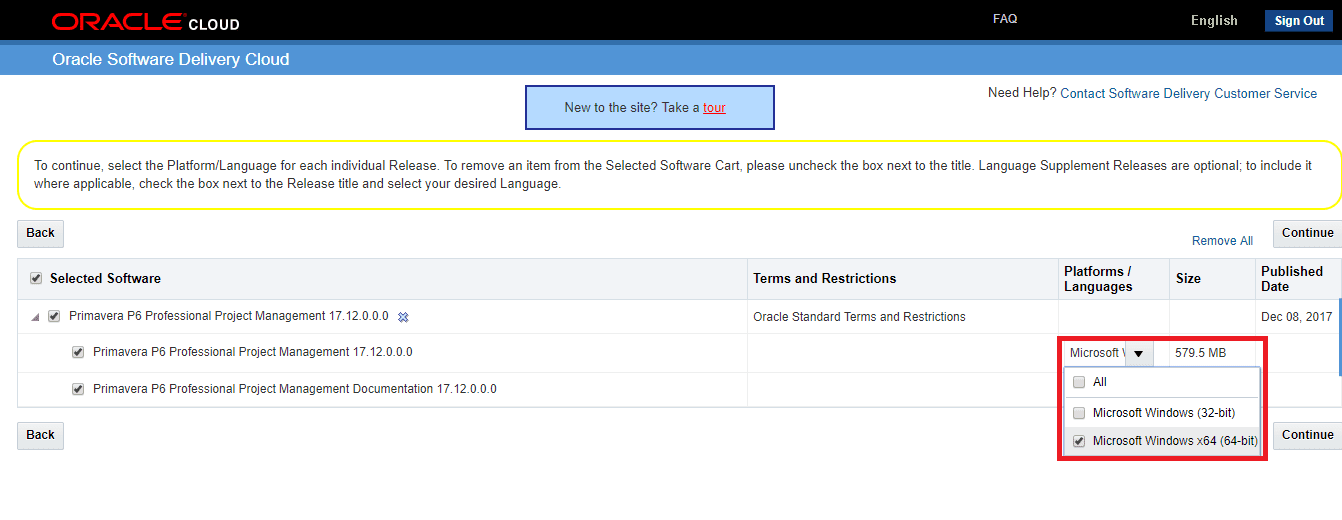 Figure 3 Select the Version - Project Scheduling Tool