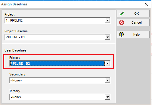 User Baseline in Primavera P6