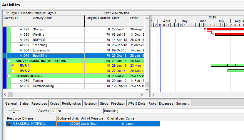 Figure 5 Assigning Resources loading and leveling in p6