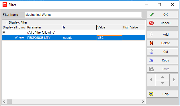 Figure 6 Filter Parameters -