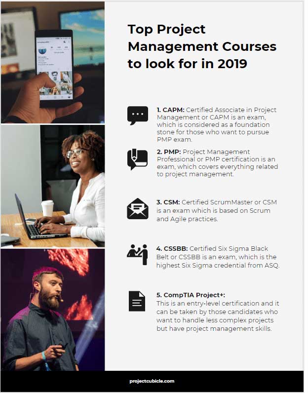 Project management courses and certifications , project management certificate programs and lists
