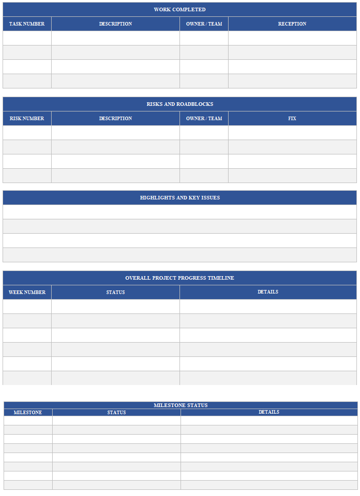 Weekly Project Status Report Template Page 2 Projectcubicle