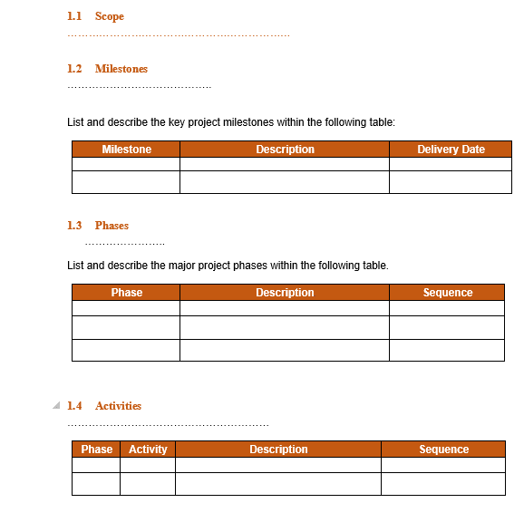 Sample Project Plan Template