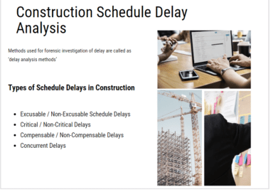 commercial construction schedule delay analysis, forensic schedule delay analysis and types of delays in construction projects