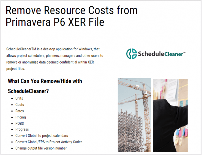 Remove Resource Costs From Primavera P6 Xer File Schedulecleaner