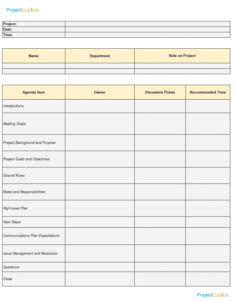 Kick Off Meeting Agenda Template