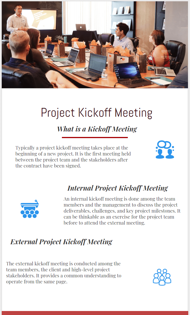 Internal and External Project Kickoff Meeting Agenda infographic
