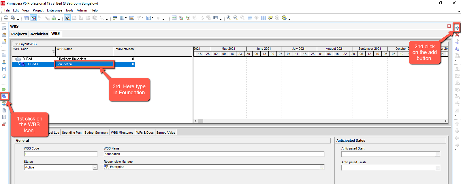 Primavera P6 Create Wbs