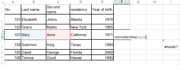 Excel Concatenate Function-Min