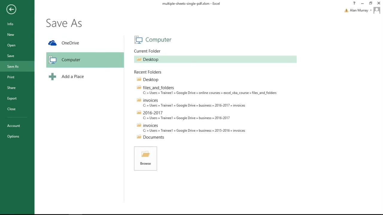 What is the shortcut key for Save As in Excel?