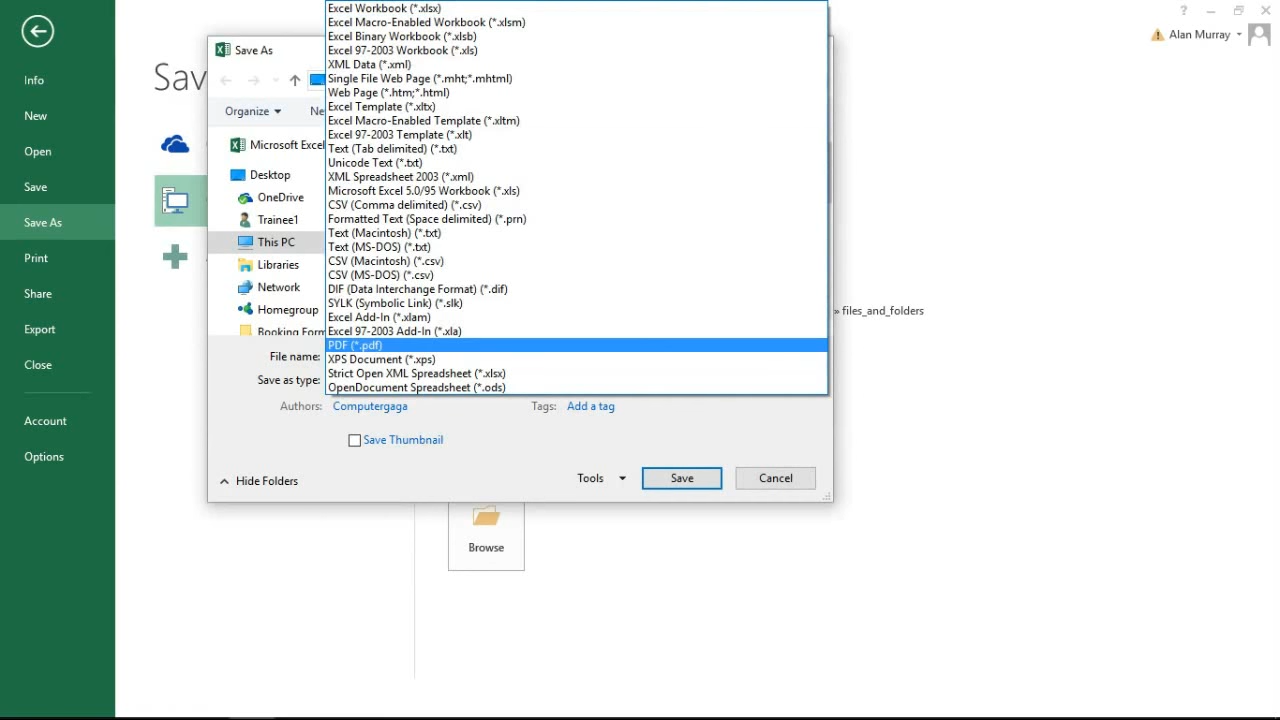 What is the shortcut key for Save As in Excel?