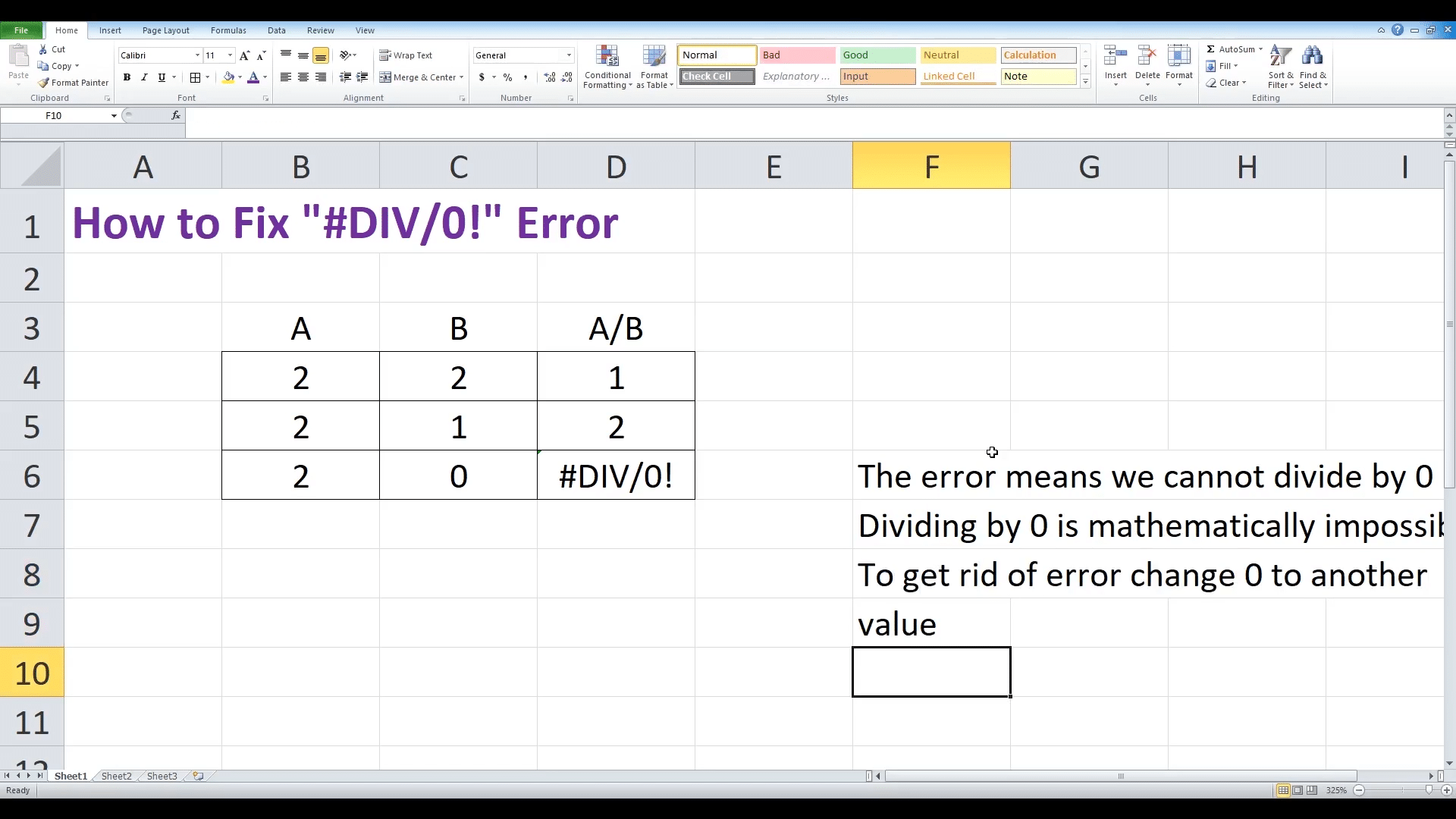 How to correct a #DIV/0! error?