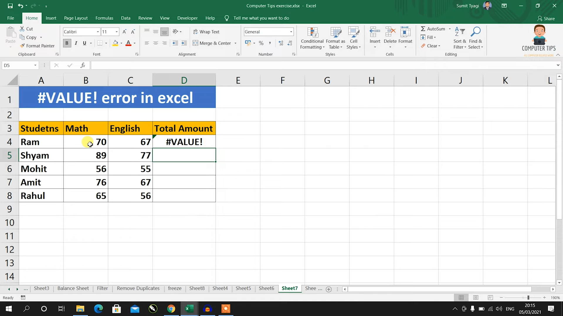 How do you overcome value error in Excel?