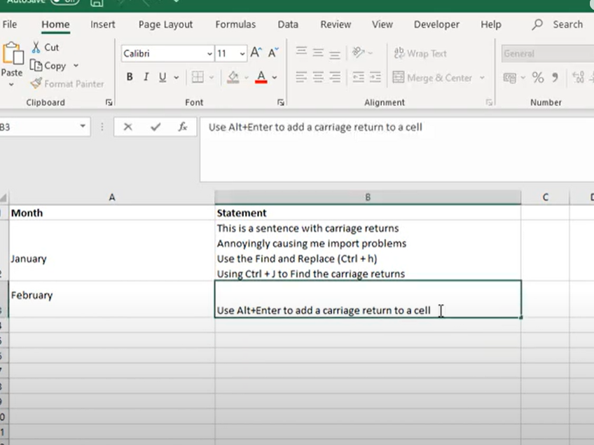 Carriage Return In Excel Cell