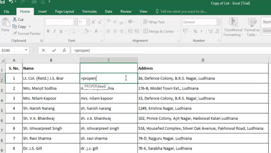 Change case in Excel