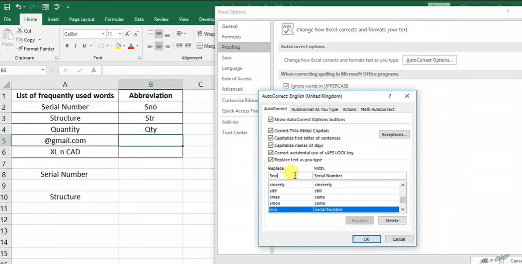 What is AutoCorrect in Excel, and how does it work?