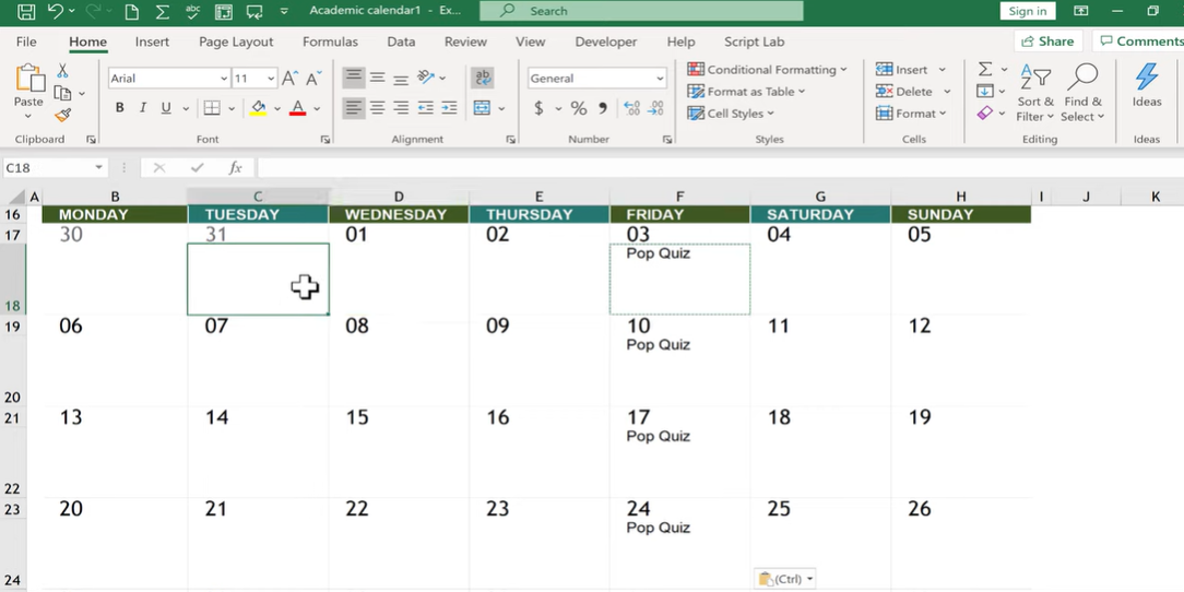 How To Create A Calendar In Excel