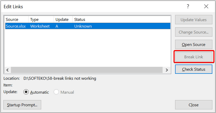 A break link is essentially when you sever the connection between two cells or sheets.