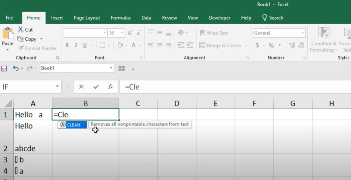 Excel Clean Function