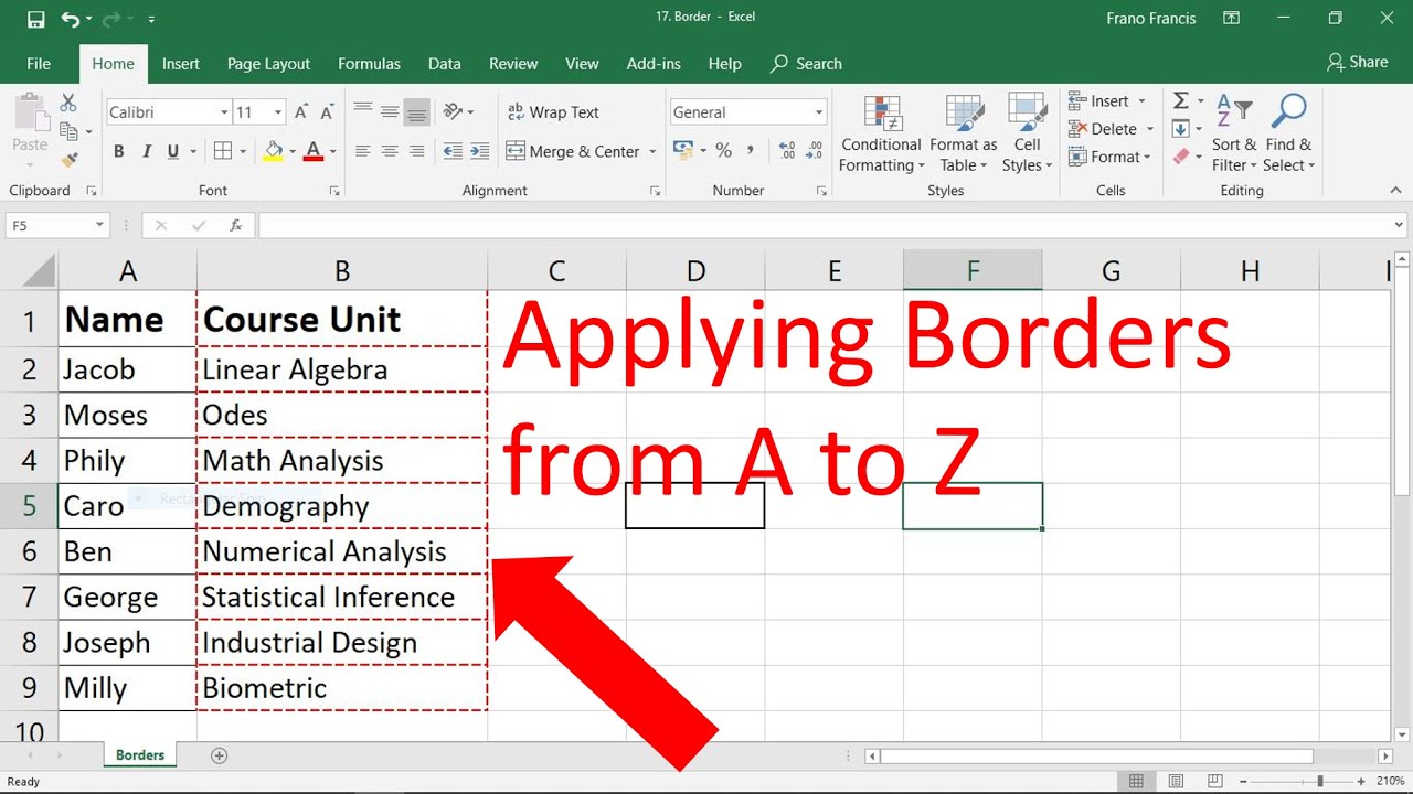 Border In Excel