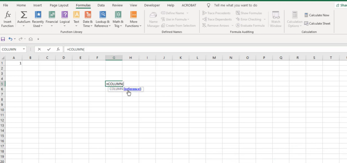 Excel Column Function