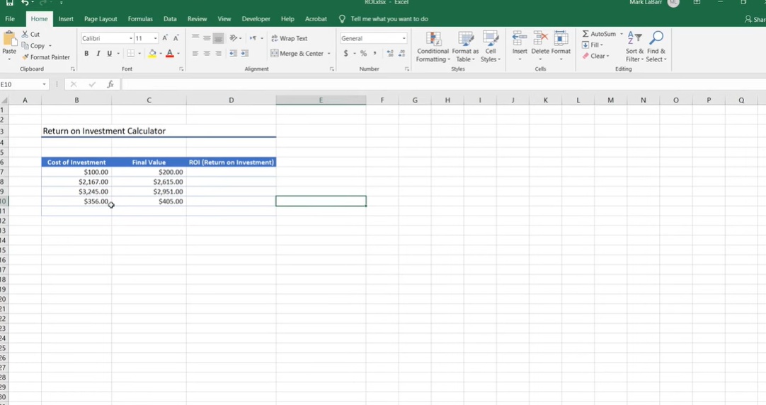 How To Calculate Roi In Excel Manually?