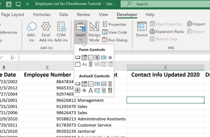 Excel cell a checkbox