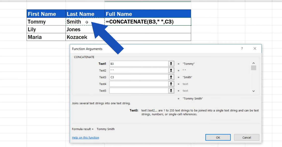 Combine Cells in Excel