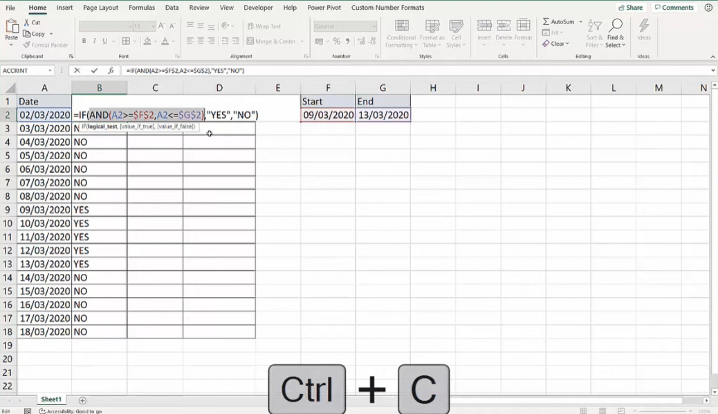Step by Step Compare Dates in Excel