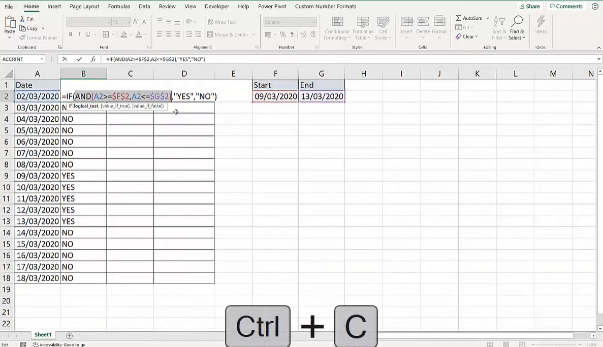Compare Dates in Excel