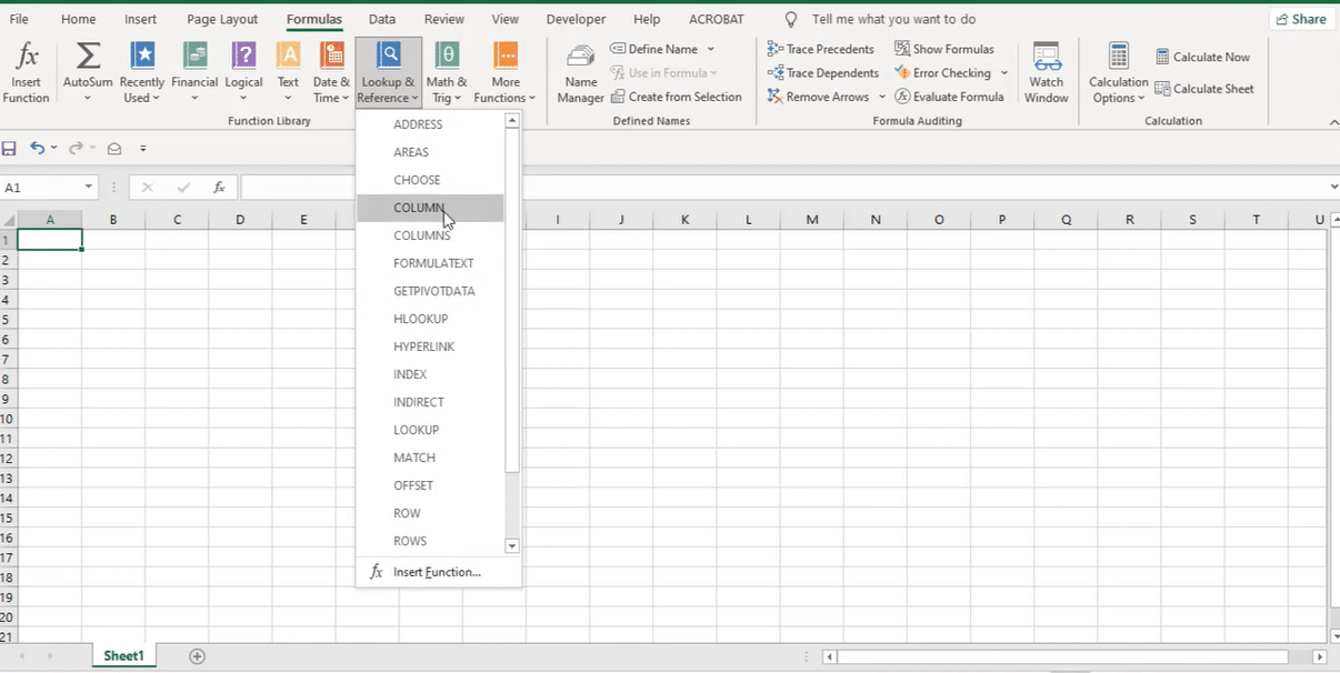 COLUMNS Formula in Excel