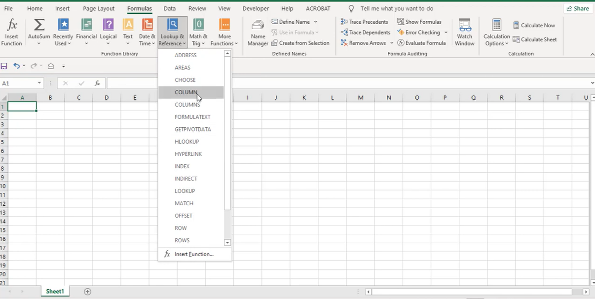 COLUMNS Formula in Excel