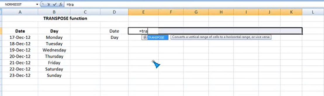 TRANSPOSE Function