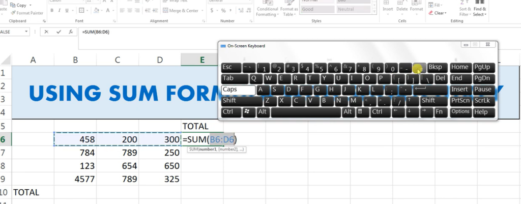Excel Sum Shortcut