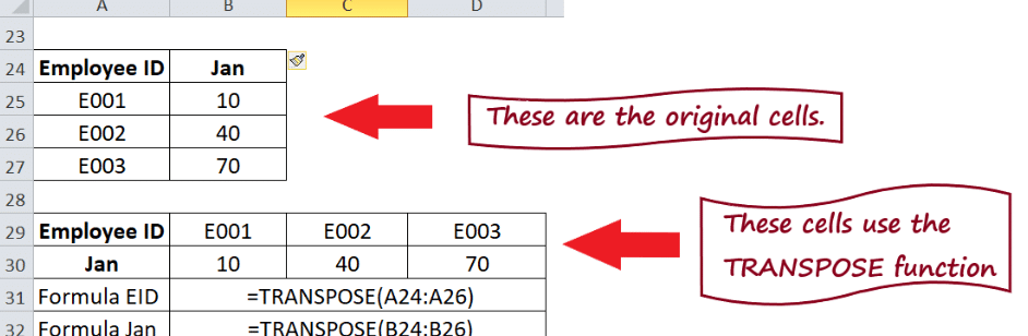 Excel TRANSPOSE Function