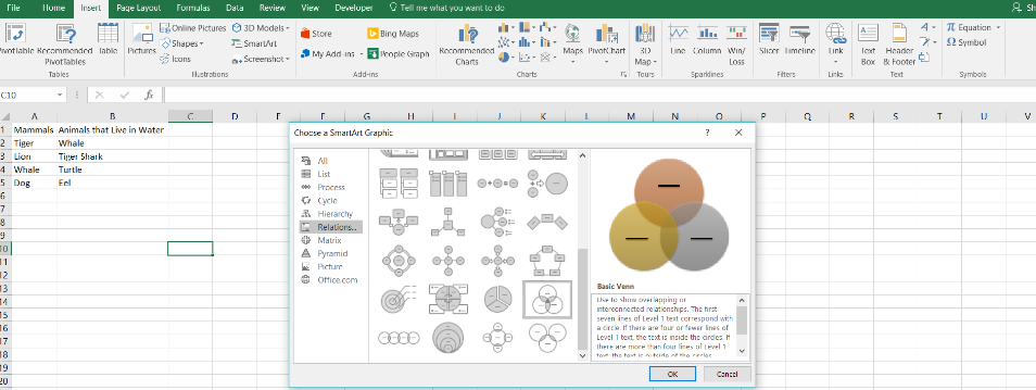 Excel Venn Diagram