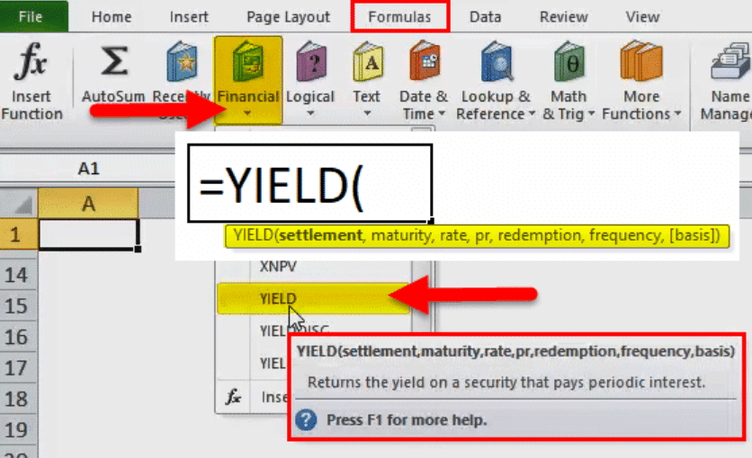 Excel Yield Function