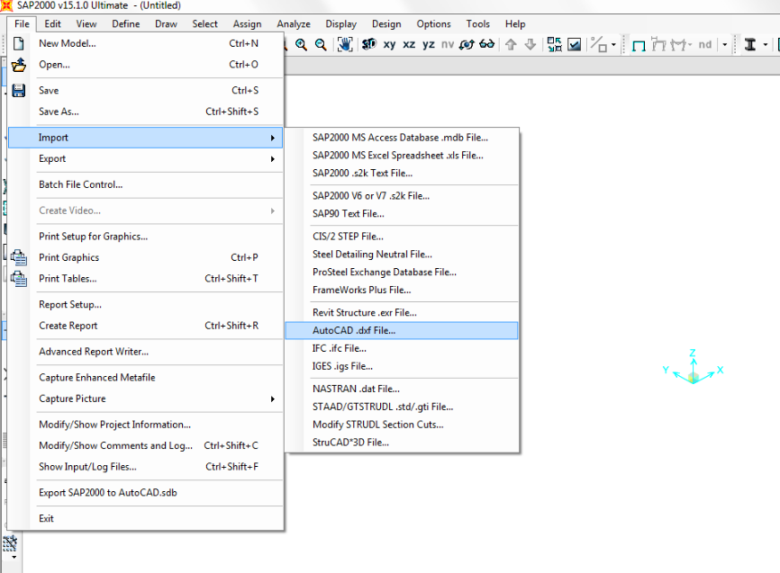 How do I import AutoCAD into SAP2000