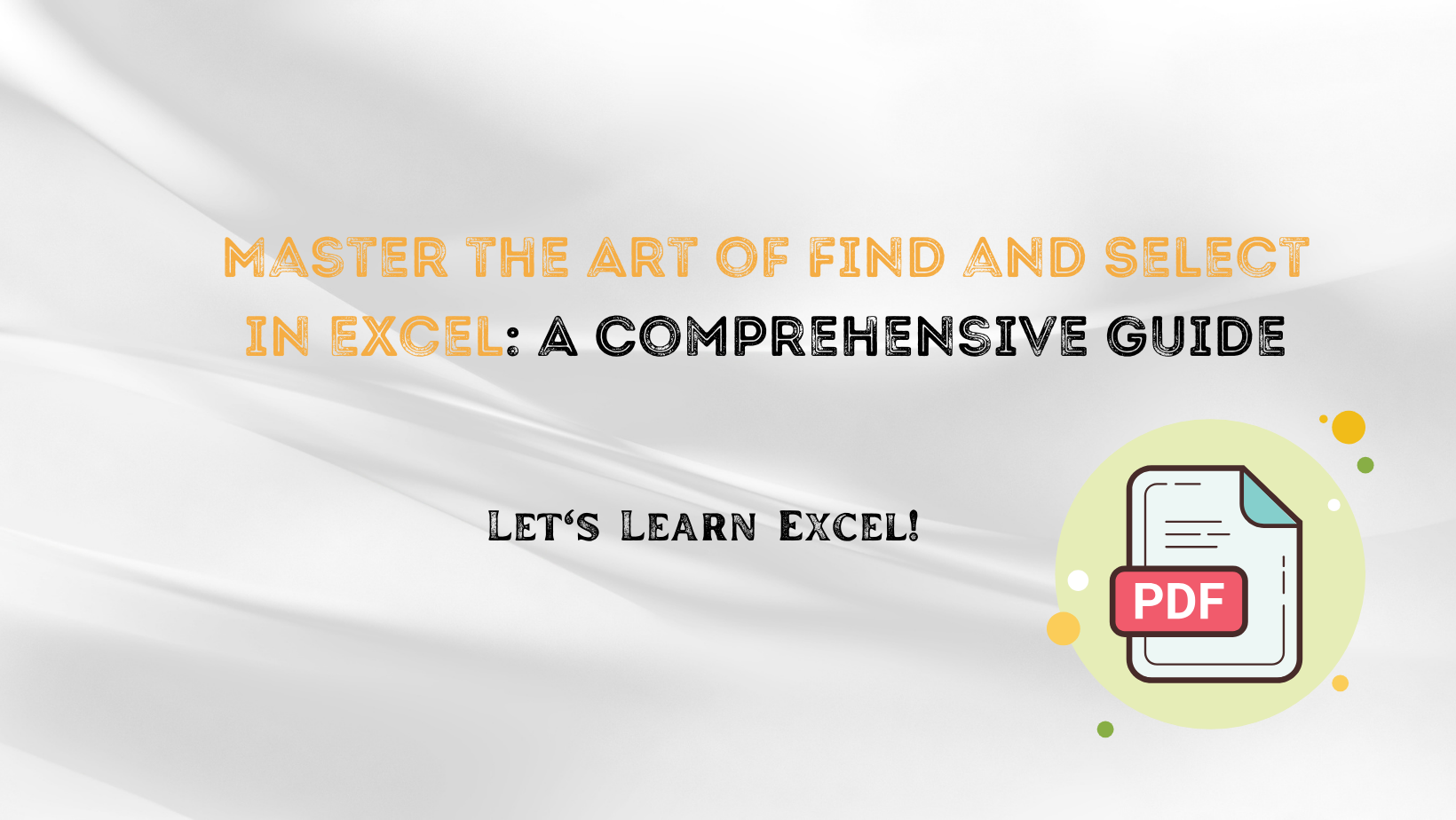 Find And Select In Excel