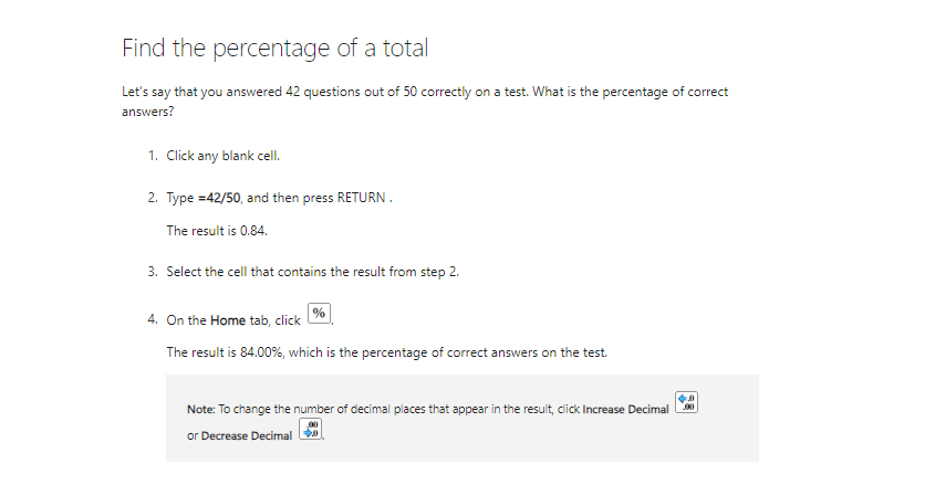 calculate percentages in excel