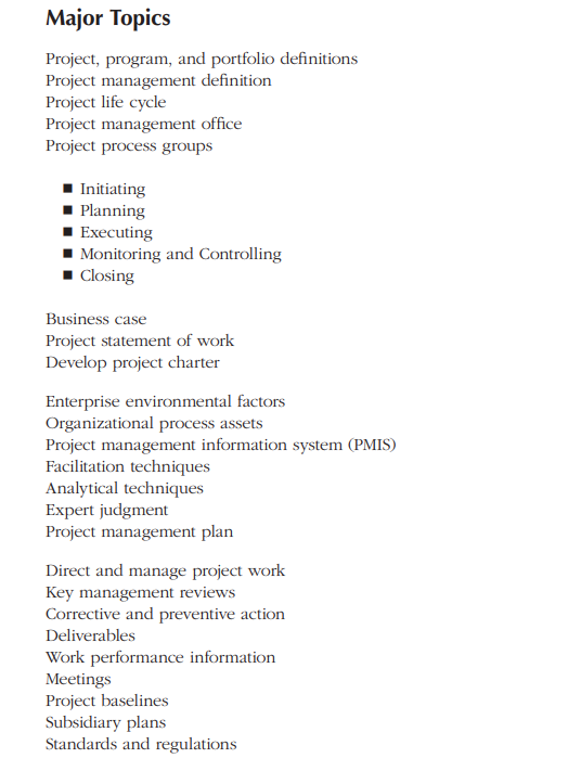 Major Topics About Pmp Exam